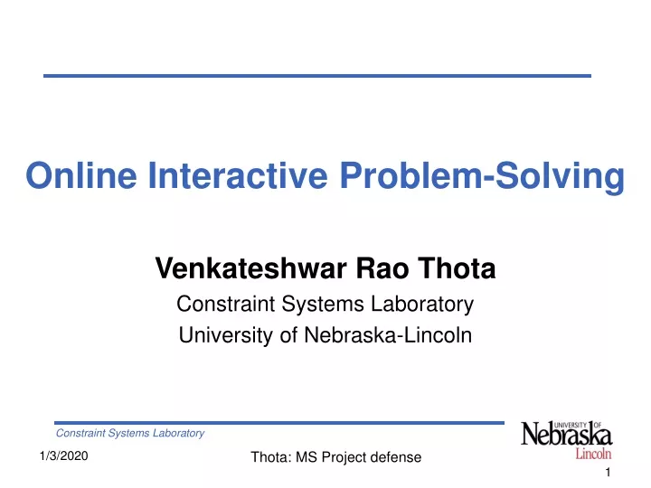 online interactive problem solving venkateshwar