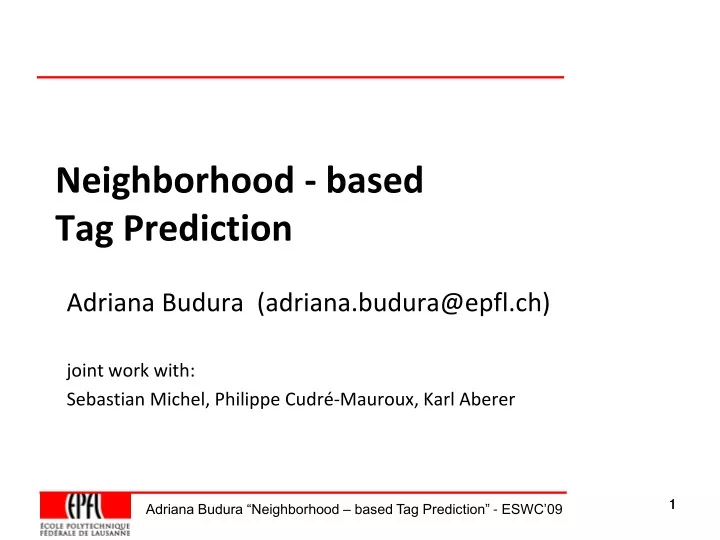 neighborhood based tag prediction