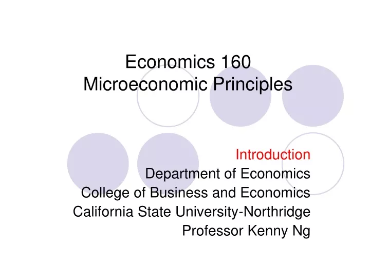 economics 160 microeconomic principles