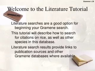 Welcome to the Literature Tutorial