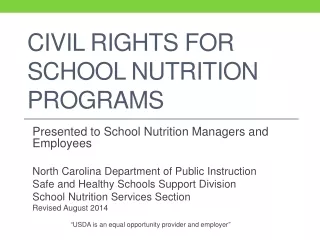 Civil Rights for School Nutrition Programs