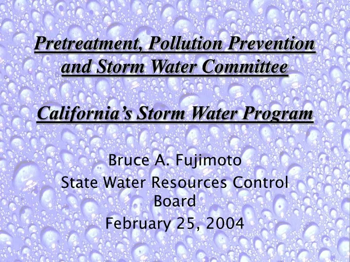 pretreatment pollution prevention and storm water committee california s storm water program