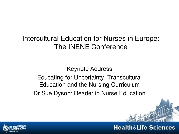 intercultural education for nurses in europe the inene conference