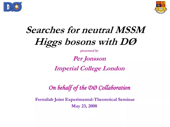 searches for neutral mssm higgs bosons with d