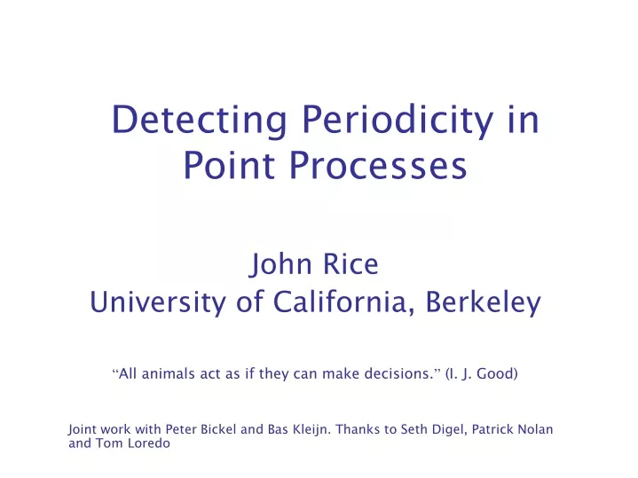 detecting periodicity in point processes