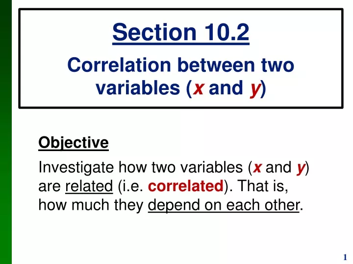 section 10 2 correlation between two variables x and y