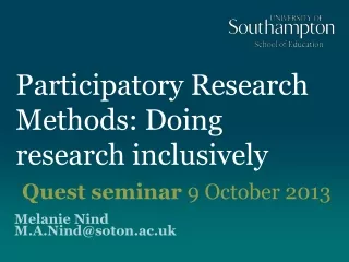 Participatory Research Methods: Doing research inclusively