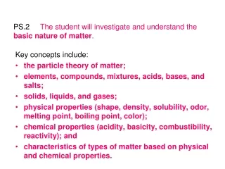 PS.2 	  The student will investigate and understand the  basic nature of matter .
