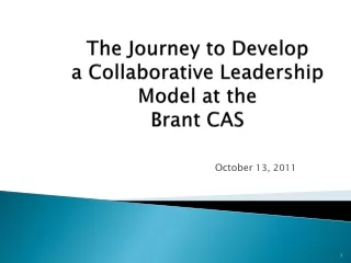 The Journey to Develop  a Collaborative Leadership Model at the  Brant CAS