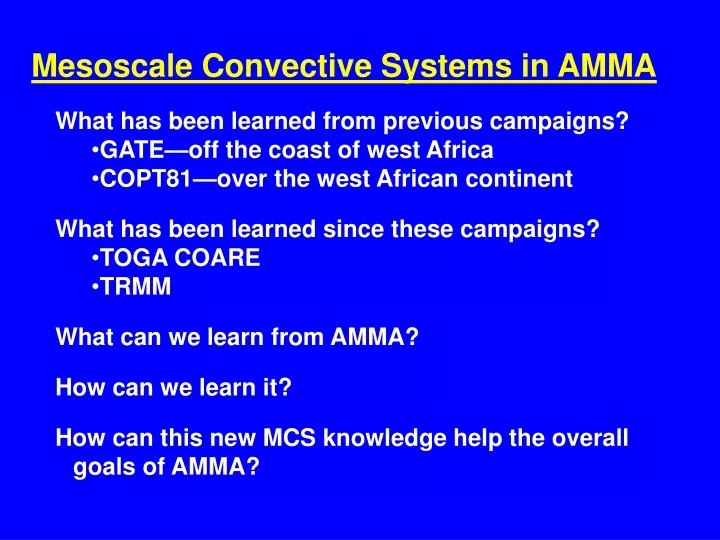 mesoscale convective systems in amma