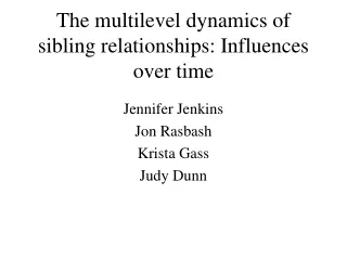 The multilevel dynamics of sibling relationships: Influences over time