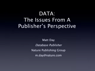 DATA: The Issues From A Publisher’s Perspective