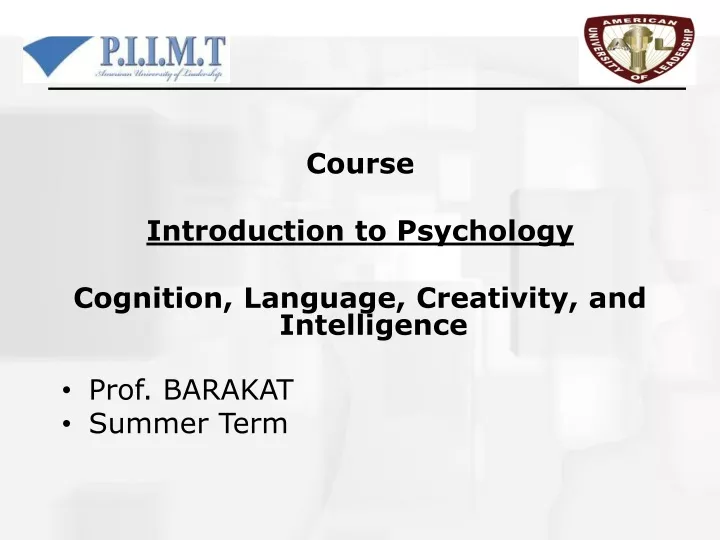 course introduction to psychology cognition