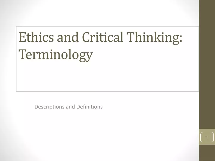 ethics and critical thinking terminology