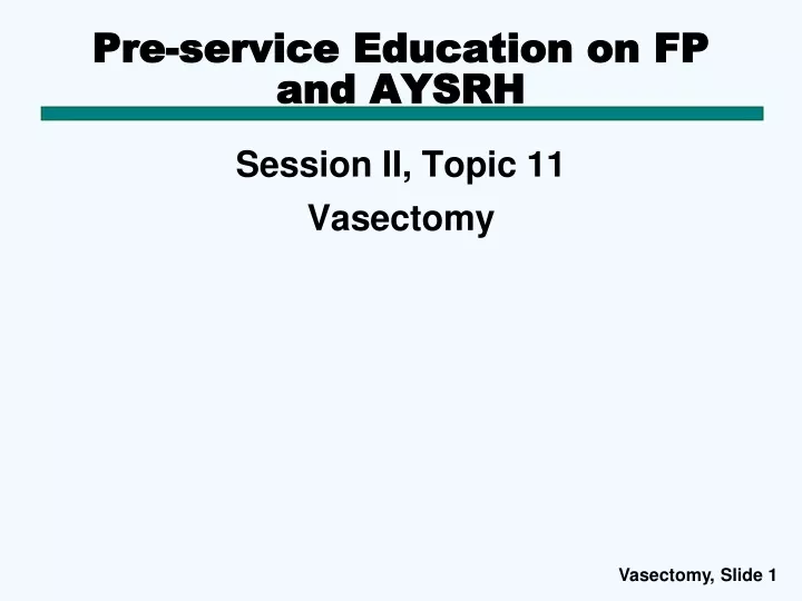 pre service education on fp and aysrh