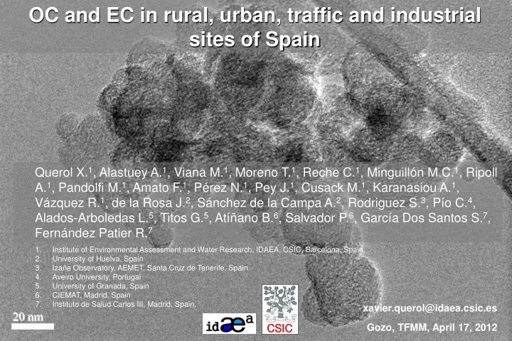 oc and ec in rural urban traffic and industrial