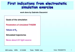 First indications from electrostatic simulation exercise