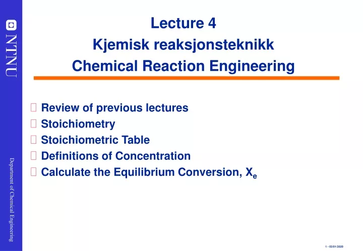 lecture 4 kjemisk reaksjonsteknikk chemical