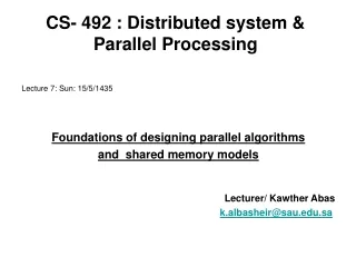 CS- 492 : Distributed system &amp; Parallel Processing