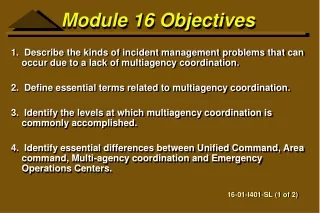 Module 16 Objectives