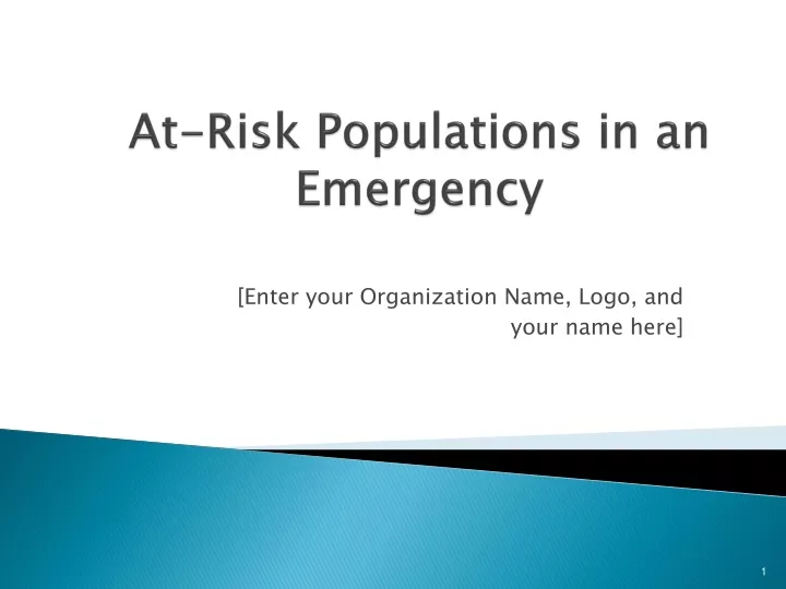 at risk populations in an emergency