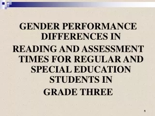 GENDER PERFORMANCE DIFFERENCES IN