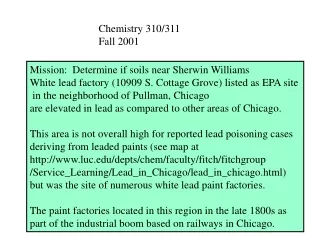 Chemistry 310/311 Fall 2001