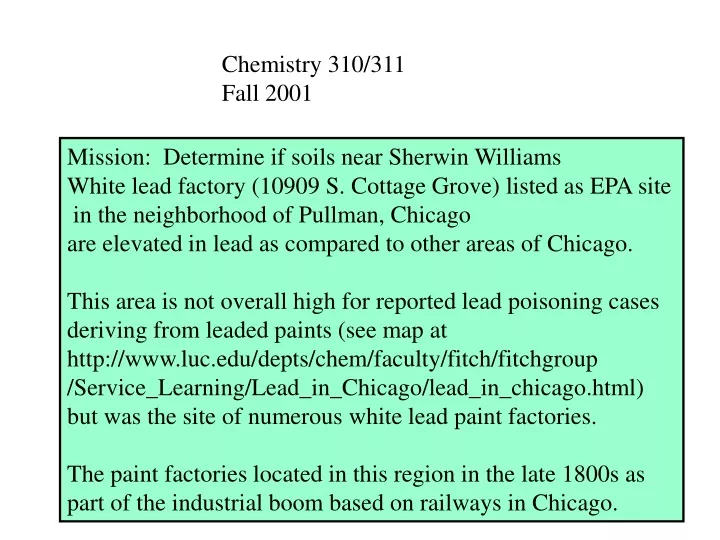 chemistry 310 311 fall 2001