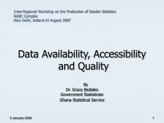 Data Availability, Accessibility  and Quality By  Dr. Grace Bediako Government Statistician
