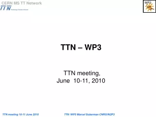 TTN – WP3 TTN meeting, June  10-11, 2010