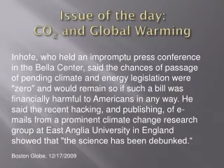 Issue of the day:  CO 2  and Global Warming