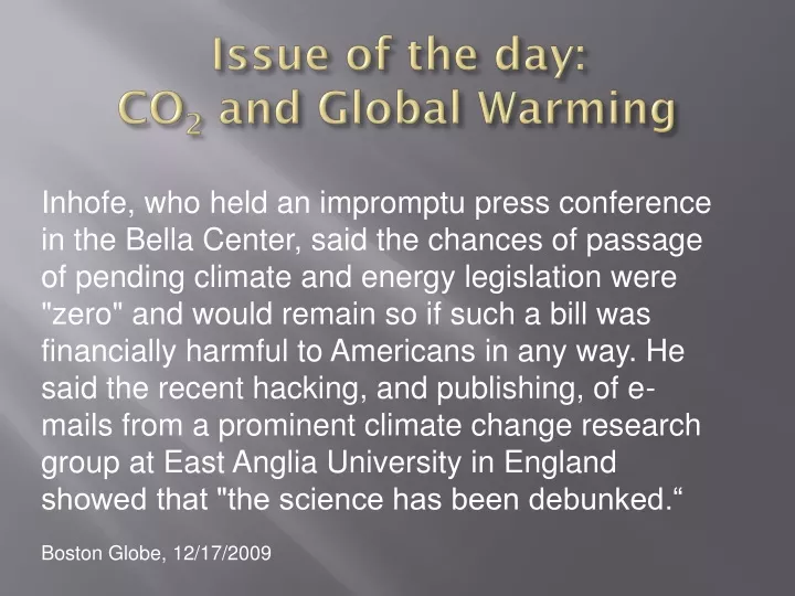 issue of the day co 2 and global warming