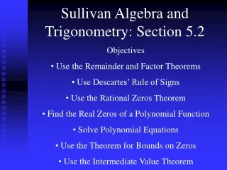 Sullivan Algebra and Trigonometry: Section 5.2