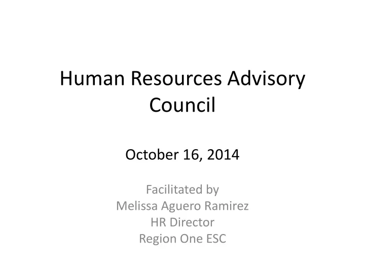 human resources advisory council october 16 2014