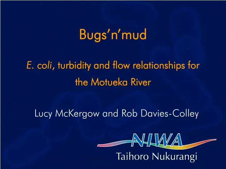 bugs n mud e coli turbidity and flow relationships for the motueka river