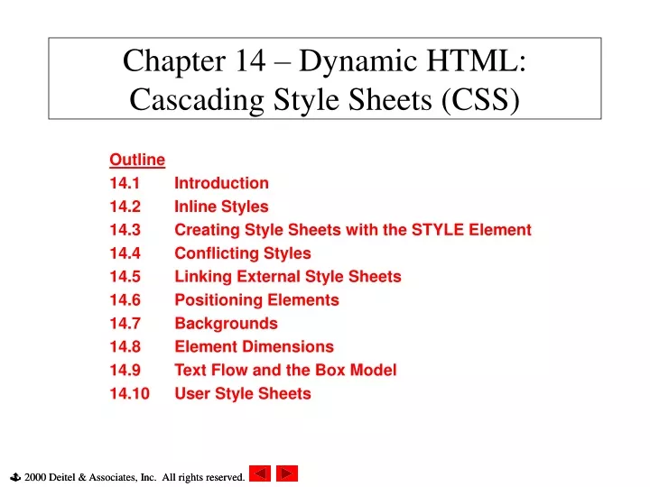 chapter 14 dynamic html cascading style sheets css
