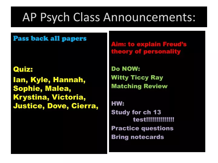 ap psych class announcements