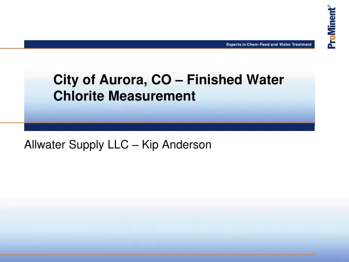 city of aurora co finished water chlorite measurement