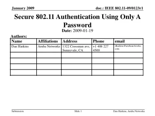 Secure 802.11 Authentication Using Only A Password
