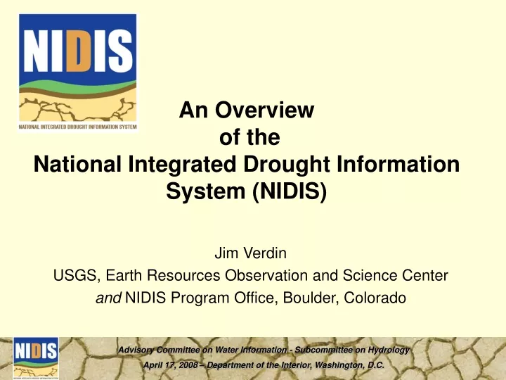 an overview of the national integrated drought information system nidis