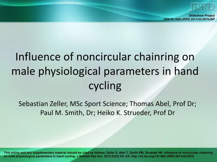 influence of noncircular chainring on male physiological parameters in hand cycling