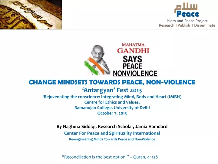 change mindsets towards peace non violence