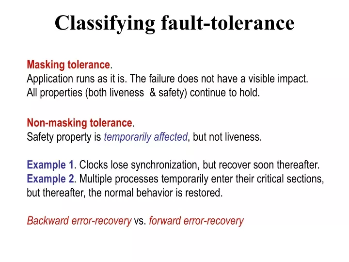 classifying fault tolerance