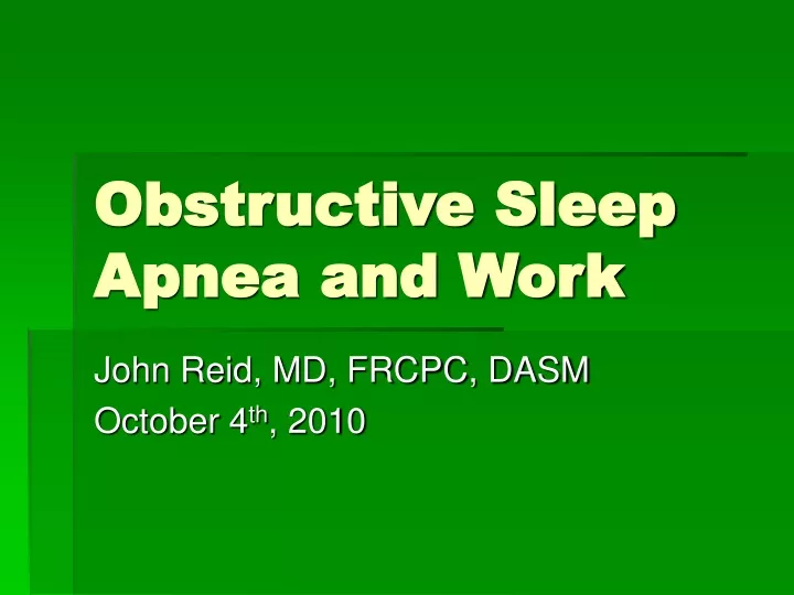obstructive sleep apnea and work