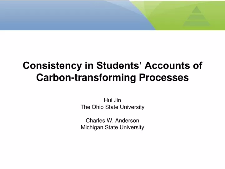 consistency in students accounts of carbon