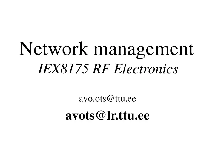 network management iex8175 rf electronics