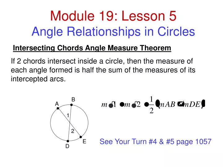 module 19 lesson 5 angle relationships in circles