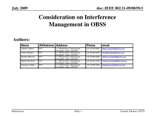 Consideration on Interference  Management in OBSS