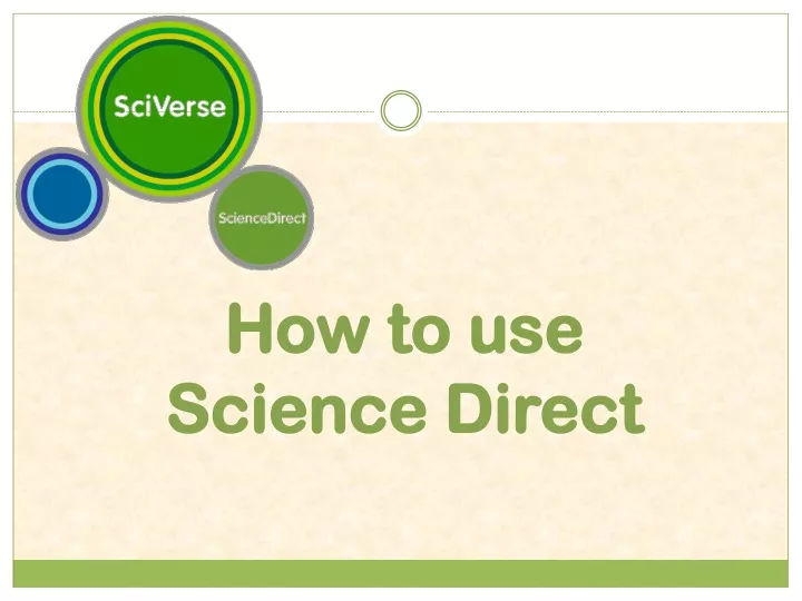 how to use science direct