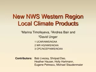New NWS Western Region Local Climate Products